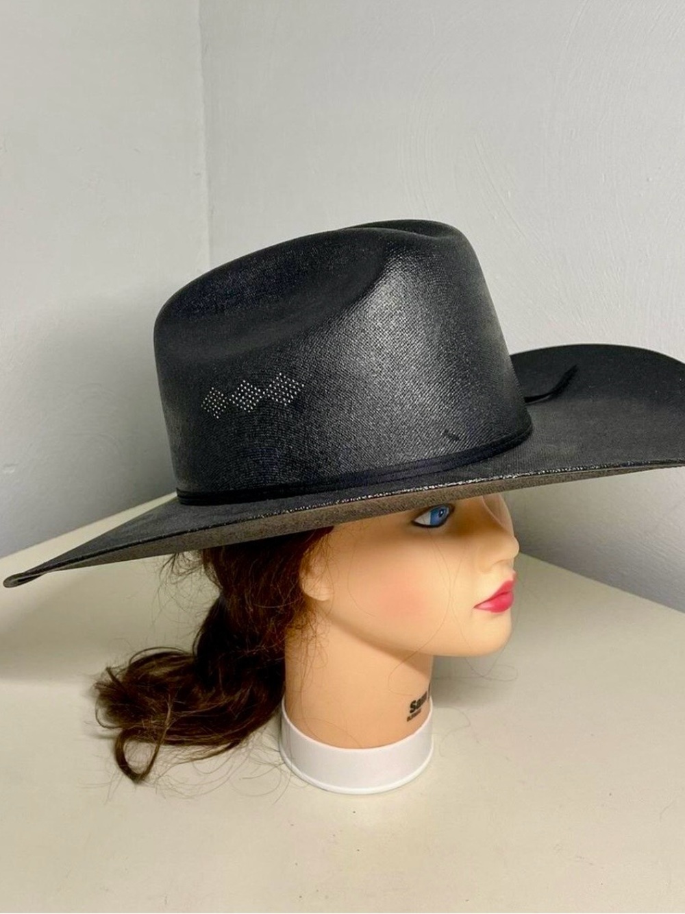 Gold Coast Sunwear Straw Black Wide-Brim Western Hat - Picture 3 of 7